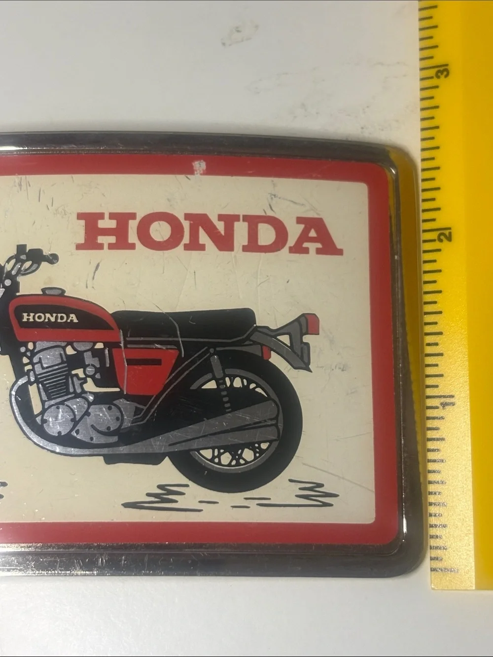 Honda - Red Motorcycle Belt buckle 4x2.5 in - some wear